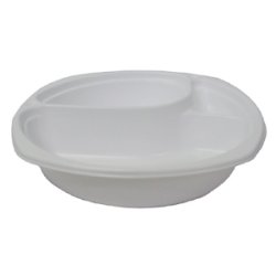 画像2: [レンジ対応] 丸型 仕切り付 カレー皿 BF-219 ホワイト 透明蓋セット
