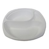 [レンジ対応] 丸型 仕切り付 カレー皿 BF-219 ホワイト 透明蓋セット
