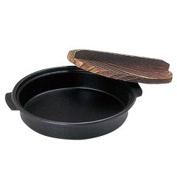 画像1: [代引不可] すき焼き鍋(茶)(フッ素加工) 木蓋付