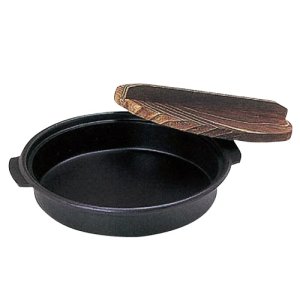 画像: [代引不可] すき焼き鍋(茶)(フッ素加工) 木蓋付
